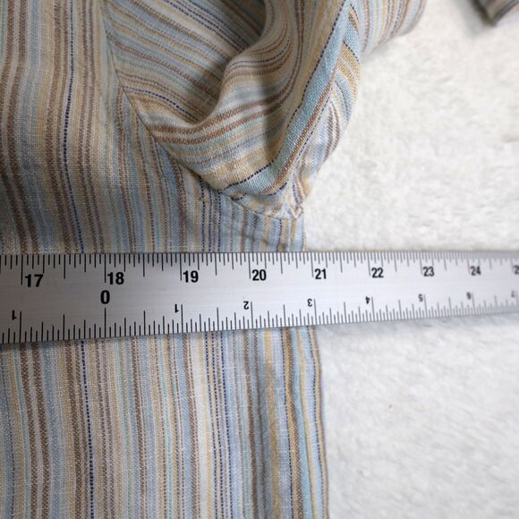 LL Bean 100% Linen Shirt Womens Medium Long Sleeve Striped - Picture 5 of 7